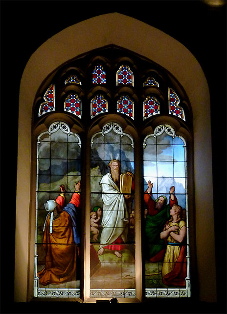 Stained glass window in the chapel at Peterhouse, Cambridge