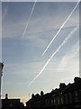 Vapour trails over Zion Place, Thornton Heath, on a cold morning