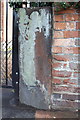 Benchmark on Parkfield Nursery School gatepost, Dalston Road