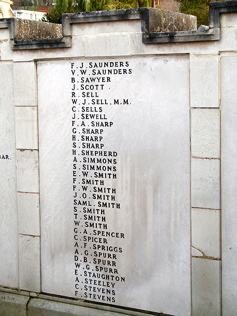 Hitchin War Memorial - Great War Panel - S to S