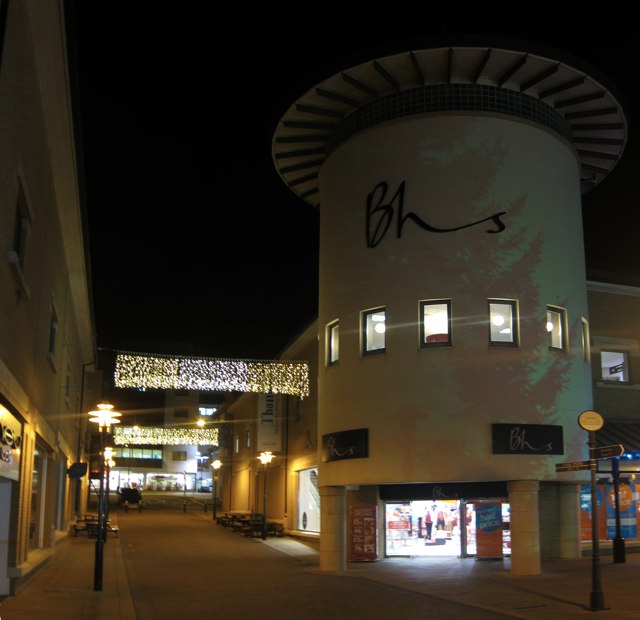 Priory Meadow Shopping Centre at night