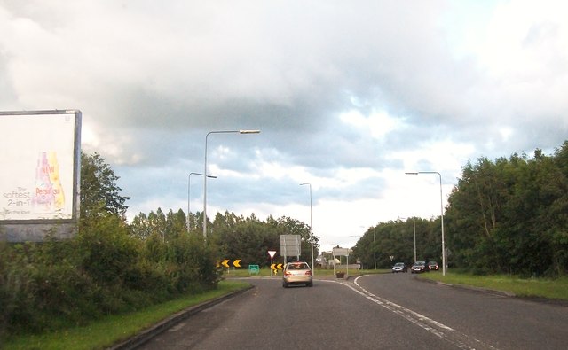 Approaching the Padraic Colum Roundabout from the west