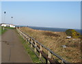 Durham Coast Path at the cliff top passing a caravan park