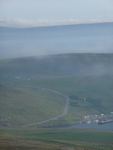 Housetter: the A970 passes Voe of the Brig