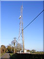 North Green Road & Transmitter Mast near Catkin Farm