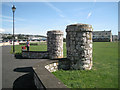 SX9272 : Entrance pillars, King George's Field, Shaldon by Robin Stott