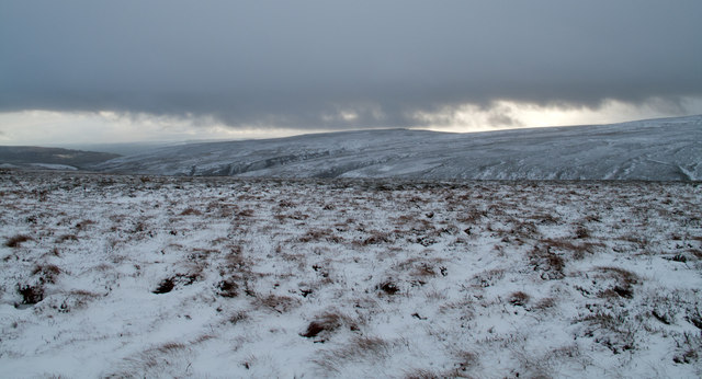Snowed heather moor south of Harnisha Hill