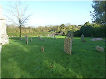 SU6055 : Gravestones behind All Saints, Monk Sherborne by Basher Eyre