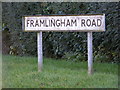 TM2972 : Framlingham Road sign by Geographer