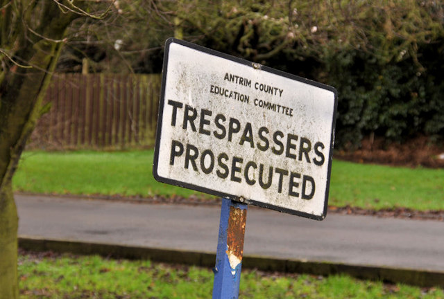 Old "trespass" sign, Antrim