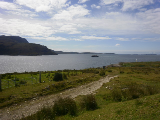 Ferry approaching Ullapool near to Rubha Cadail