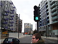 Looking back along Warton Road towards the Olympic Park