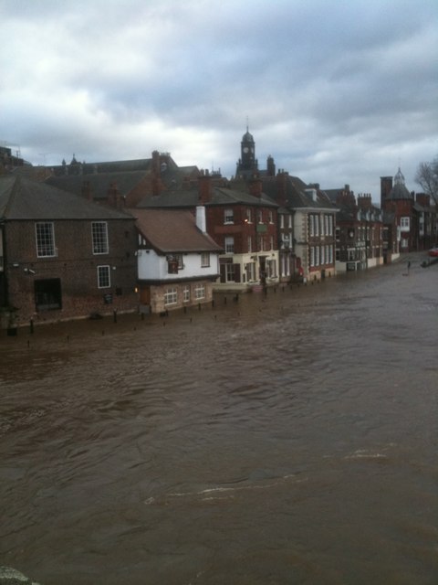 The River Ouse in Flood, Kings Staith - taken from Ouse bridge