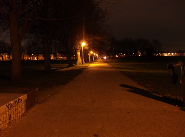 Path from Brompton to Gillingham (at night)