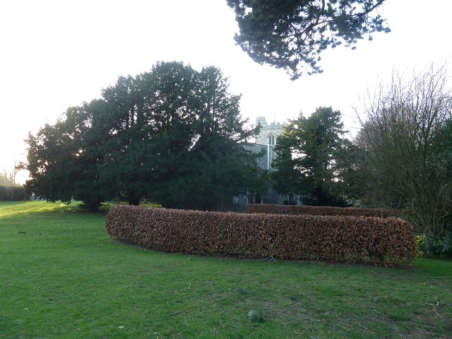 All Saints, Caddington in its churchyard