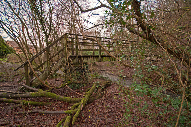 A footbridge on Coney Gut near Primrose Avenue as seen from upstream