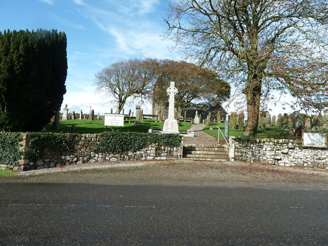 Colvend War Memorial and the entrance to the churchyard