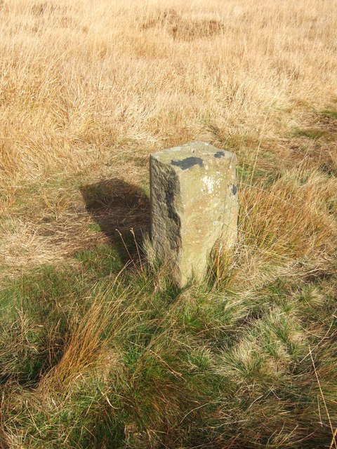 Marker stone on path across Hodder Bank Fell