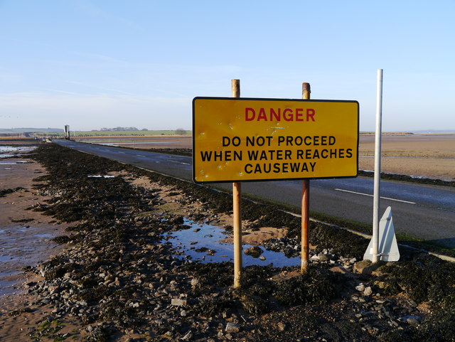 Warning Sign On Holy Island Causeway © James T M Towill cc-by-sa/2.0 ...