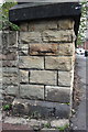 Benchmark on bridge parapet end, Duchess Road