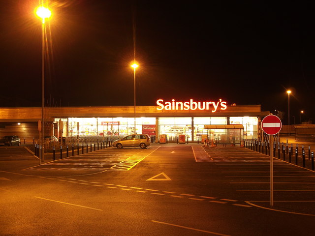Night view of Faversham Sainbury's