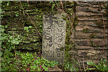 SS5933 : A boundary stone on a bridge over Coney Gut near Goodleigh by Roger A Smith