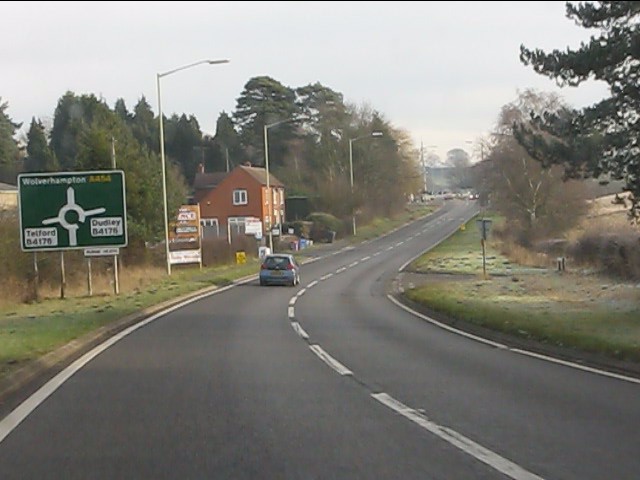 A454 approaching Rudge Heath roundabout