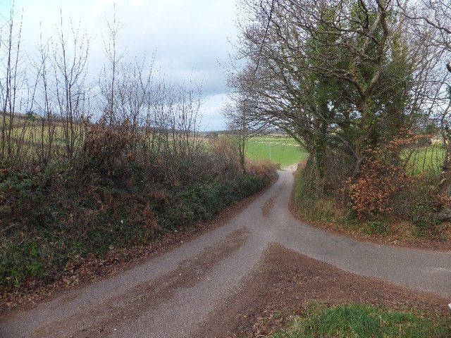 Minor road running north from Ivy Cottage Cross