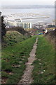 View down incline towards Portland Harbour