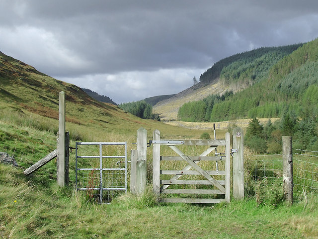 Bridleway gate and Cwm Tywi, Ceredigion