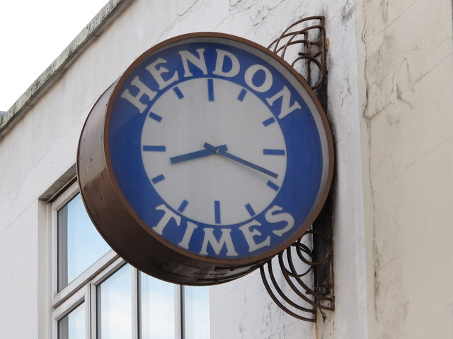 Clock on the offices of the Hendon Times, Church Road, NW4