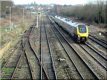 SO9668 : Train Passing Site of New Bromsgrove Station by Roy Hughes