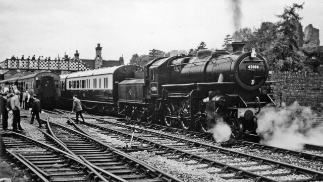 Bridgnorth with train to Hampton Loade on Opening Day of Severn Valley Railway, 1970