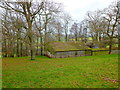 Green-roofed barn