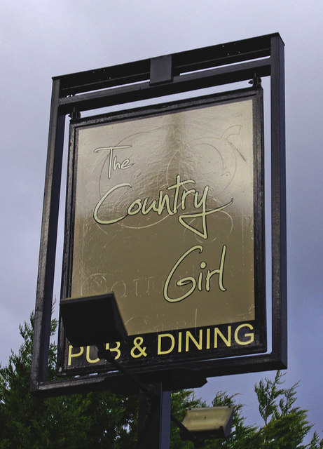 The Country Girl (2) - sign, Hanbury Road, Sharpway Gate near Bromsgrove