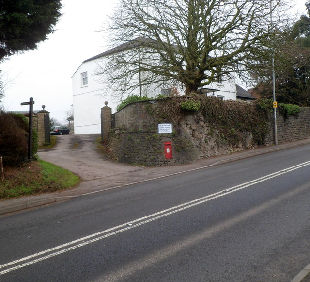 Wall postbox on the corner of Pwllmeyric House