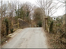 ST1789 : Bedwas : Rectory Road approaches bridge over a dismantled railway by Jaggery