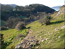 SH8182 : North Wales Coast Path descending through Rhiwledyn to the Llandudno road by Eirian Evans