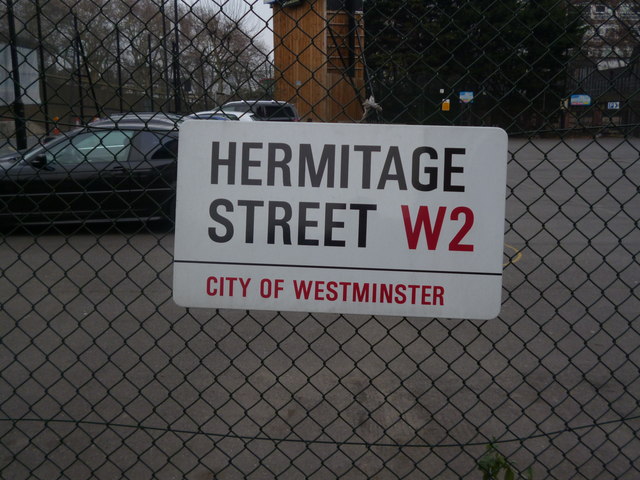 Street sign, Hermitage Street W2