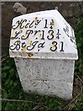 NO5906 : Milestone and bench mark, Barnsmuir by Maigheach-gheal