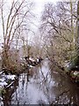 Beverley Brook, Palewell Park, after snow