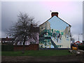 Golden Lion mural by Ken White, Whalebridge roundabout