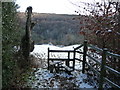 Stile and path above the River Alyn / Afon Alun