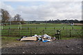 Fly-tipping by a football pitch