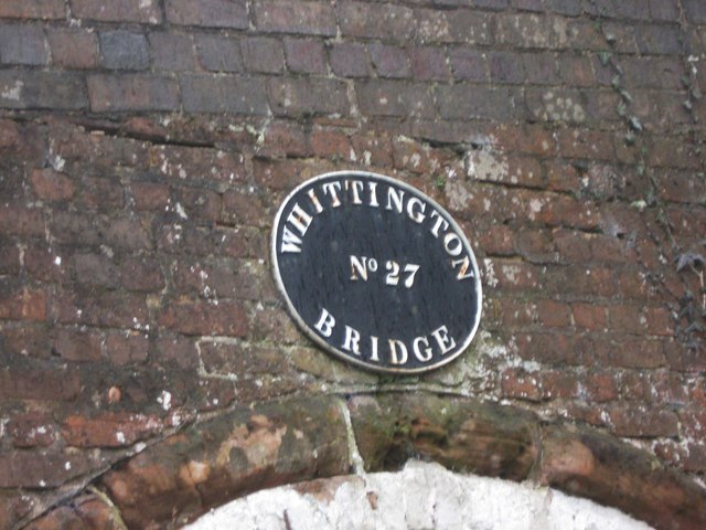 Whittington Bridge (No. 27) - name plaque, Staffs & Worcs Canal, near Whittington