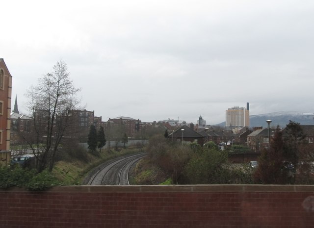 View westwards from the railway bridge on Ormeau Road