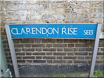 TQ3875 : Street sign, Clarendon Rise SE13 by Robin Sones