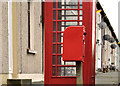 Letter box and telephone box near Lambeg