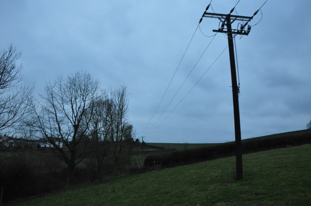 Mid Devon : Countryside View & Telegraph Pole