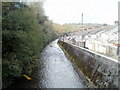 River Ebbw upstream from a footbridge, Llanhilleth